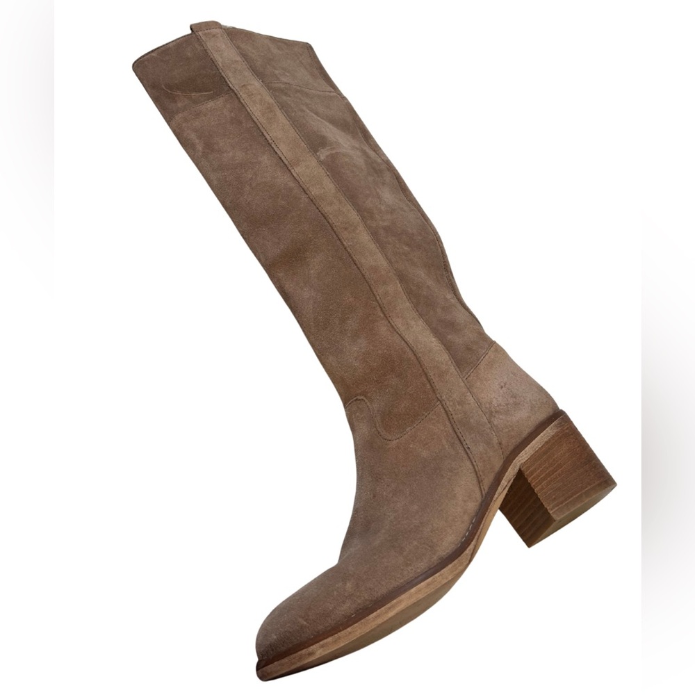 Vera Gomma Knee High Suede Boots | Taupe | Size 37 (6.5)
